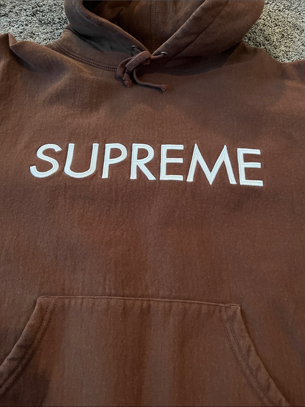 Supreme Brown Hoodie with White Logo. Small. Very good condition. - Picture 2 of 10